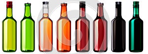 Colourful alcohol glass bottles illustration