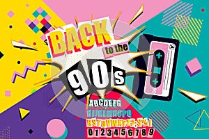 Colourful back to the 90s poster design