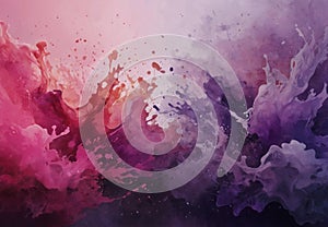 Colourful Background: Deep Purple, Black and Pink Abstract Watercolor Splash