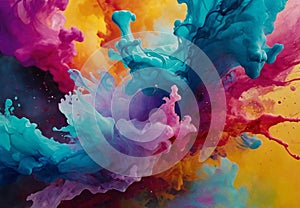 Colourful Background: Multicolored Abstract Watercolor Splas