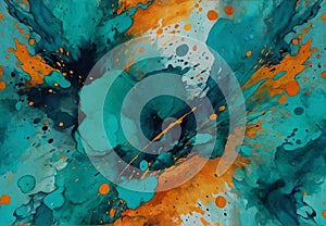 Colourful Background: Turquoise Abstract Watercolor Splash