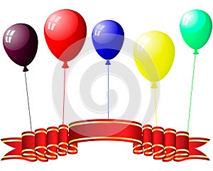 Colourful balloons with glare