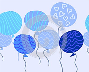 Colourful Balloons with  vector lines patterns and textures for birthdaycards