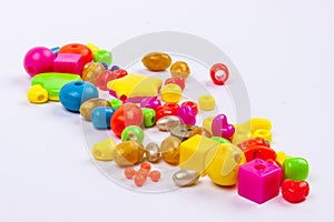 Colourful beads - white background.