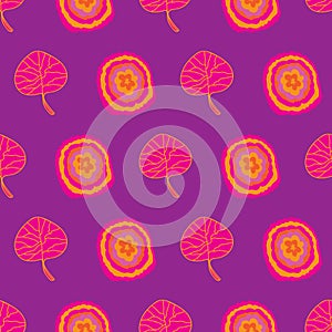 Colourful Blast-Flowers in Bloom seamless repeat pattern Background in pink, orange,yellow and purple