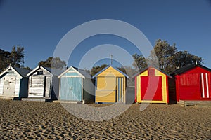 Colourful of boat house in Brighton beach