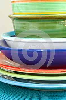 Colourful bowls and plates