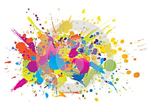 Colourful bright ink splashes
