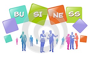 Colourful business people silhouette, group of diversity businessman, successful team concept A4 hotizontal