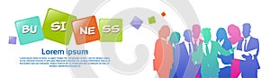 Colourful business people silhouette, group of diversity businessman, successfull team concept, banner copy space