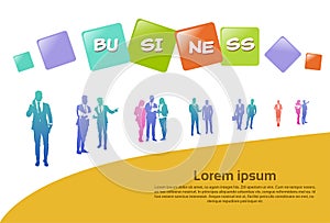 Colourful business people silhouette, group of diversity businessman, successfull team concept, copy space A4