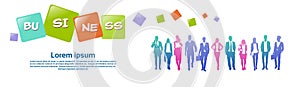 Colourful business people silhouette, group of diversity businessman and woman, successfull team concept, banner copy