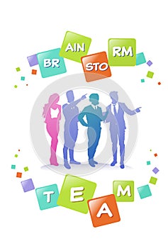 Colourful business people silhouette, group of diversity businesswoman and man brainstorming , successful team concept