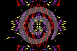 colourful caleidoscope classic gradient flower art pattern of traditional batik ethnic dayak ornament