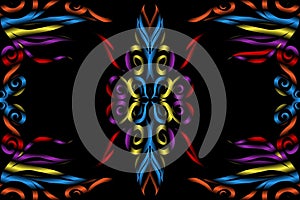 colourful caleidoscope classic gradient flower art pattern of traditional batik ethnic dayak ornament