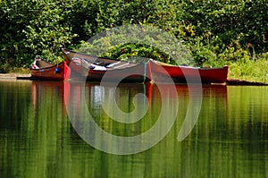 Colourful canoes