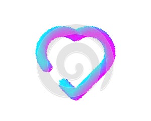 Colourful cartoon fluffy heart. Fur heart. Vector isolated on white background. Fur hearts for valentines day.