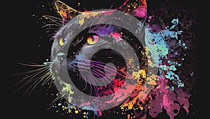 Colourful cat art wallpaper