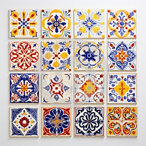 Colourful Ceramic Tile Set For Wall Decoration In Arte Povera Style photo