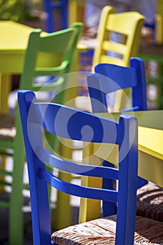 Colourful Chairs And Tables. Isolated