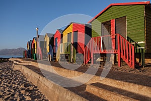Colourful huts at the sea side and beach