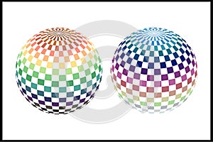 Colourful checkered globes Set. White background