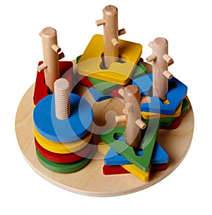 Colourful children's Pyramid (puzzle) isolated
