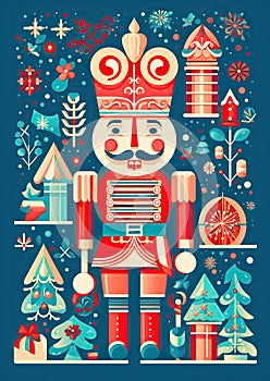 Colourful Christmas Nutcracker Generative AI Illustration