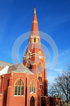 Colourful church spire in Saskatoon, Canada