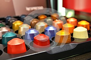 Colourful coffee capsules