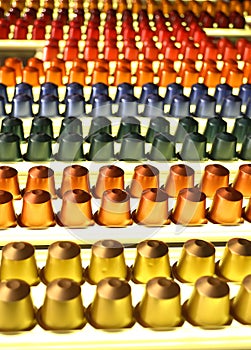 Colourful coffee capsules