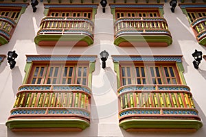 Colourful colonial balconies in Guatape