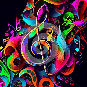 Colourful colorful Treble clef music musical note vibrant background