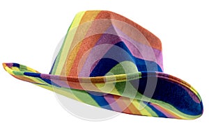 Colourful Cowboy Hat Isolated on White Background With Clipping Path Cut Out Concept for Lgbtq Fashion and Identity, Pride Month