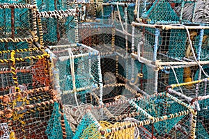 Colourful crab and lobster cages