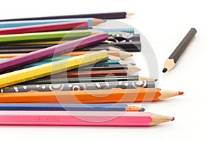 Colourful crayons on a white background