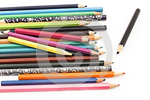 Colourful crayons on a white background