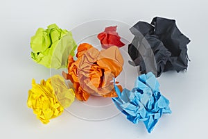 Colourful crumpled paper balls