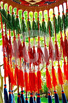 Colourful Curtains. Rope colourful curtain abstract background