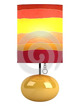 Colourful cylindrical lampshade and base photo
