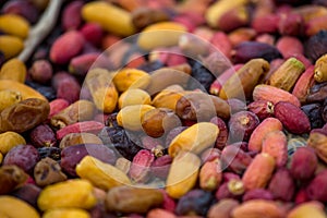 Colourful dates on the ground