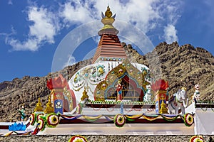 Colourful decorations at Hemis Monastery a Himalayan Buddhist monastery of the Drukpa Lineage, in Hemis, Ladakh, India photo