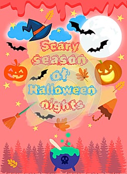 Coral halloween typography hand drawn artistic stylish font illustration twinkling in festive vibes of trickortreat