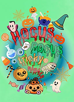 Coolest halloween typography hand drawn flat vector illustration reflecting Festive vibes