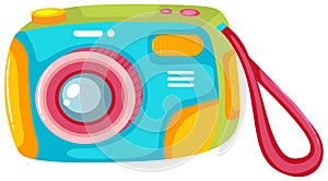 A Colourful Digital Camera on White Background