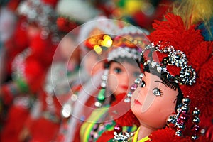 Colourful dolls dressed in traditional Hmong tribe