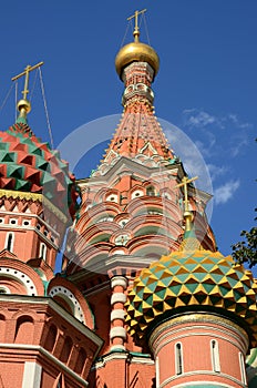 Colourful Domes of St. Basil`s Cathedral - Red Square Moscow Landmarks