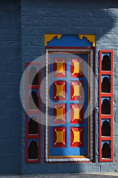 Colourful door in a Buddhist Monastry at Dharamshala, India