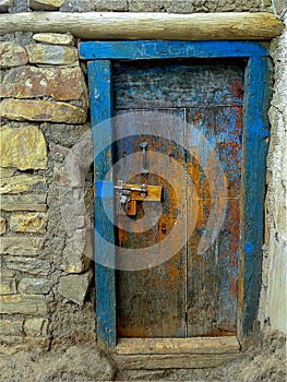 Colourful Door at Kibber village,Spiti Valley,Himachal Pradesh India