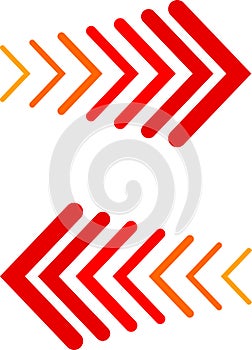 Colourful dynamic moving arrow representing speed, fast, acceleration. vector illustration